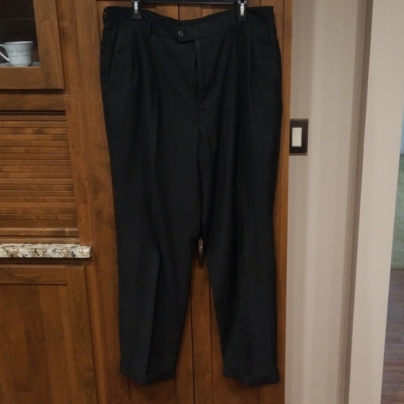 Stafford Pants Mens Black Dress Pants With Cuffed Legs Poshmark